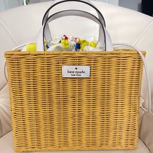 Kate Spade Sam Wicker Lemon Zest Multi Medium Satchel